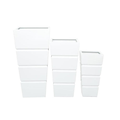 WHITE METAL MODERN PLANTER