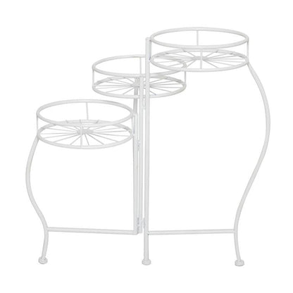 WHITE METAL STARBURST INDOOR OUTDOOR 3 TIER PLANTSTAND