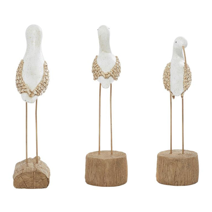 WHITE POLYSTONE BIRD SCULPTURE