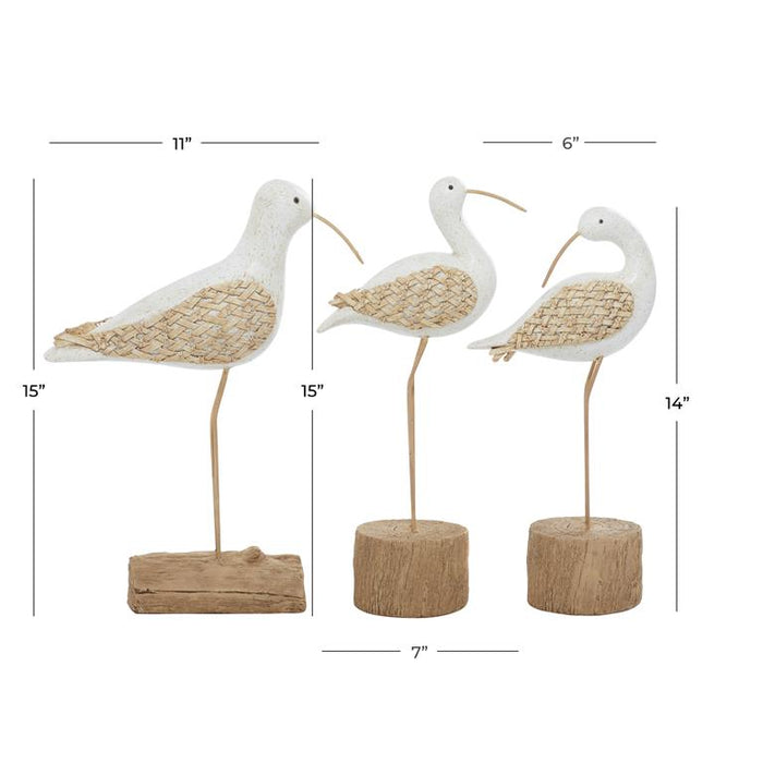 WHITE POLYSTONE BIRD SCULPTURE