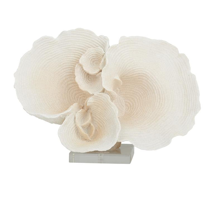 WHITE POLYSTONE CORAL SCULPTURE