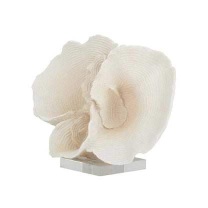 WHITE POLYSTONE CORAL SCULPTURE