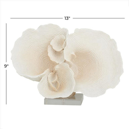 WHITE POLYSTONE CORAL SCULPTURE