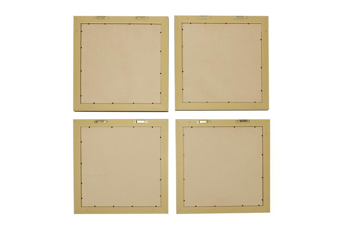 WHITE SQUARE SEA SHELL COASTAL WALL ART IN BROWN FRAMES