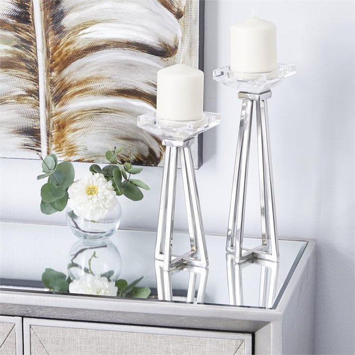 WHITE STAINLESS STEEL CANDLE HOLDER