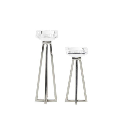 WHITE STAINLESS STEEL CANDLE HOLDER