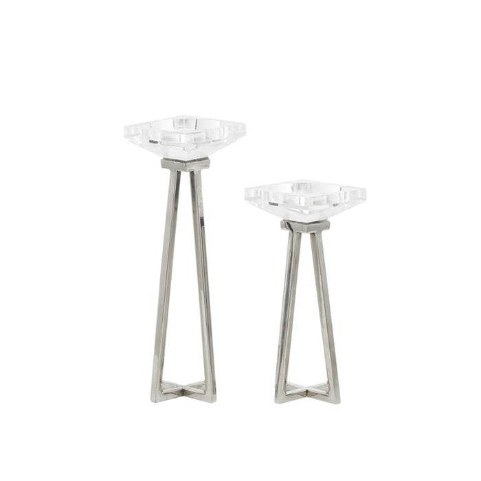 WHITE STAINLESS STEEL CANDLE HOLDER