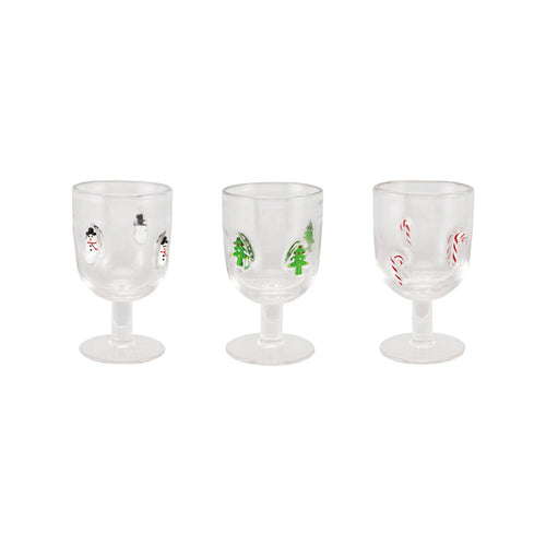 10 oz. Stemmed Wine Glass with Embedded Holiday Icons, 3 Styles