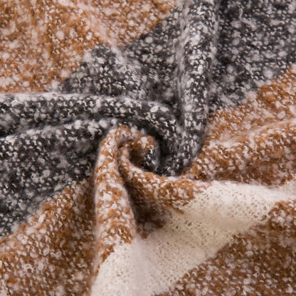Women Oversized Tan, White and Gray Scarf with Tassels,250g