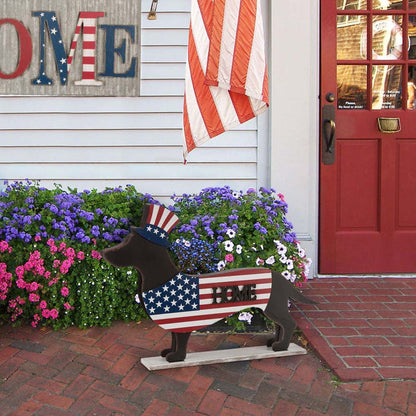 Wooden Metal Patriotic Double Sided Dachshund Porch Sign