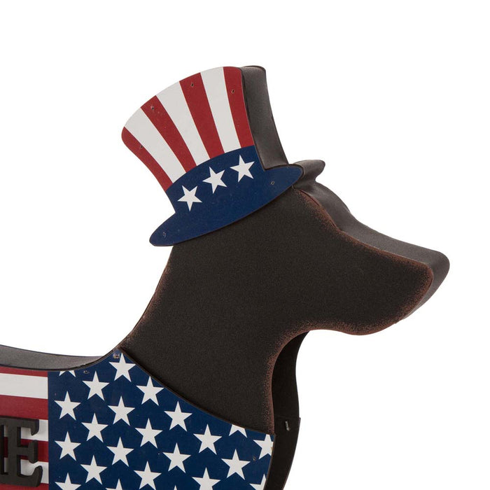 Wooden Metal Patriotic Double Sided Dachshund Porch Sign