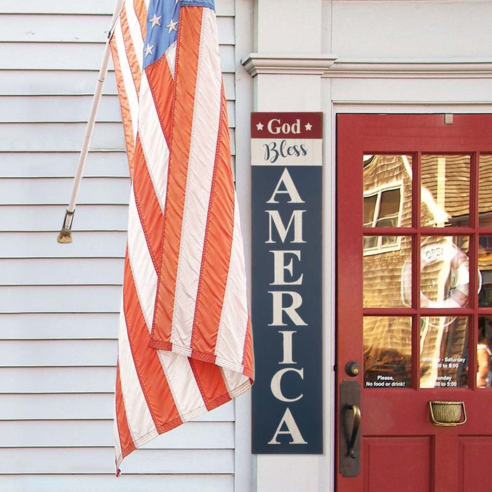 Wooden Patriotic Word "God Bless America" Sign Wall Decor