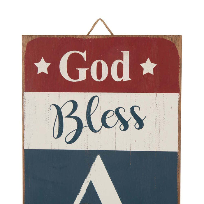 Wooden Patriotic Word "God Bless America" Sign Wall Decor
