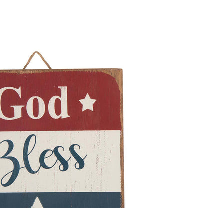 Wooden Patriotic Word "God Bless America" Sign Wall Decor