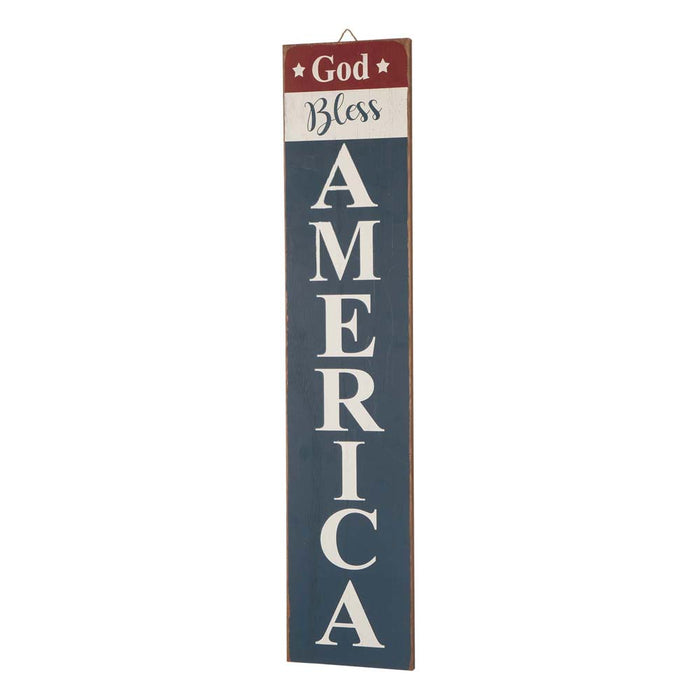 Wooden Patriotic Word "God Bless America" Sign Wall Decor