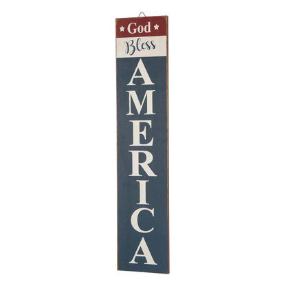 Wooden Patriotic Word "God Bless America" Sign Wall Decor