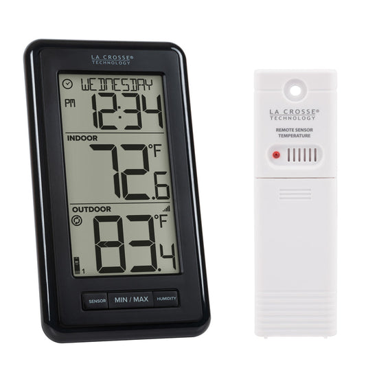 ws-9160 Digital thermometer with remote sensor on a white background