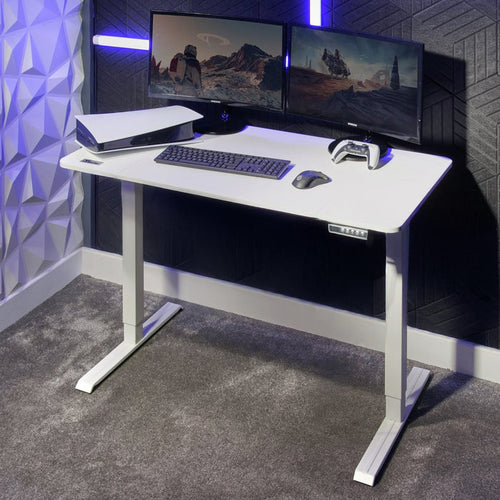 X Rocker Ascend Electric Height Adjustable Gaming Desk-White |Streamer Workspace