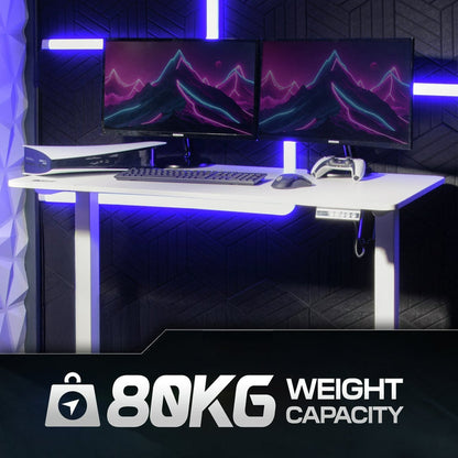 X Rocker Ascend Electric Height Adjustable Gaming Desk-White |Streamer Workspace