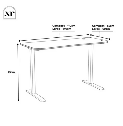 XR Living Oka RGB LED App Control Office Desk 110x55cm White | Gaming Computer