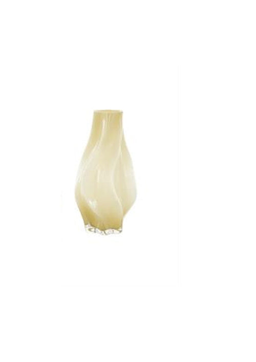 Yellow Glass Abstract Wavy Ombre Decorative Vase