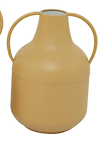 YELLOW METAL VASE WITH HANDLES