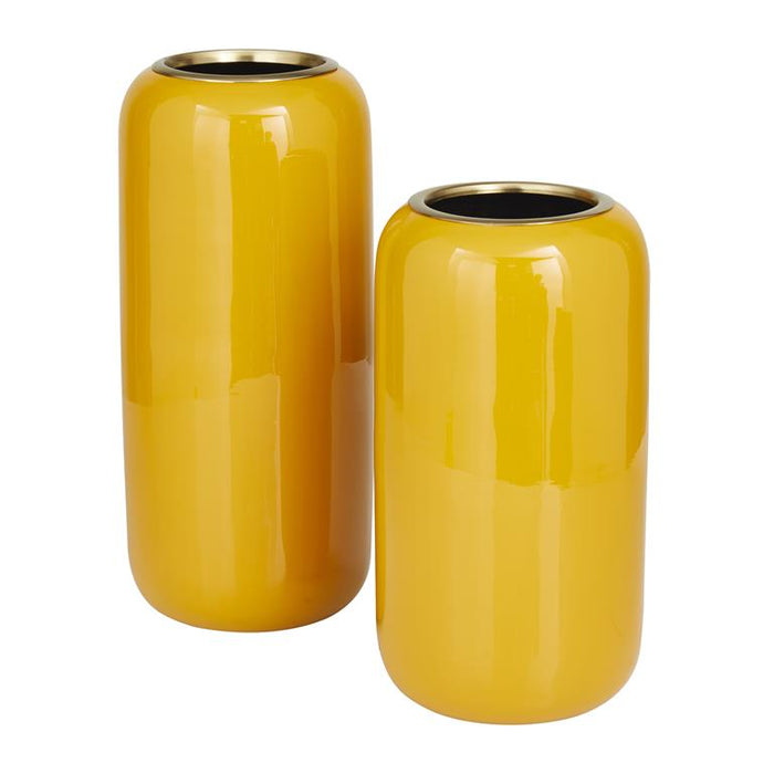 YELLOW METAL VASE,