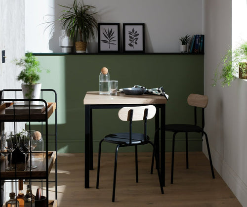 Zayn Wood Effect Dining Table & 2 Black Chairs