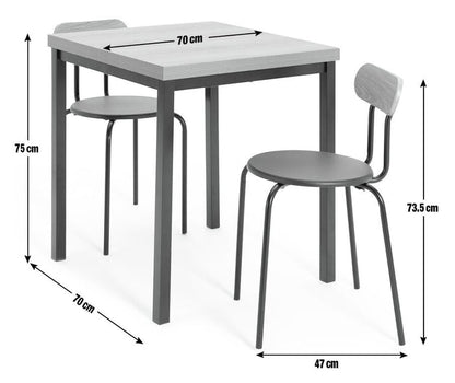 Zayn Wood Effect Dining Table & 2 Black Chairs